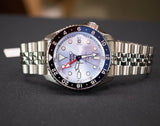 Seiko 5 Sports Automatic GMT SKX Sports Style Asia Exclusive Limited Edition Ice Blue Dial Silver Steel Strap Watch For Men - SSK029K1 Buy Now By Seiko