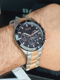 Hugo Boss Here Chronograph Black Dial Two Tone Steel Strap Watch for Men - 1513757 Buy Now By Hugo Boss