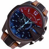 Diesel Mega Chief Quartz Black Dial Two Tone Leather Strap Watch For Men - DZ4305 Buy Now By Diesel