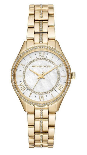Michael Kors Lauryn Mother of Pearl White Dial Gold Steel Strap Watch for Women - MK3899 Buy Now By Michael Kors