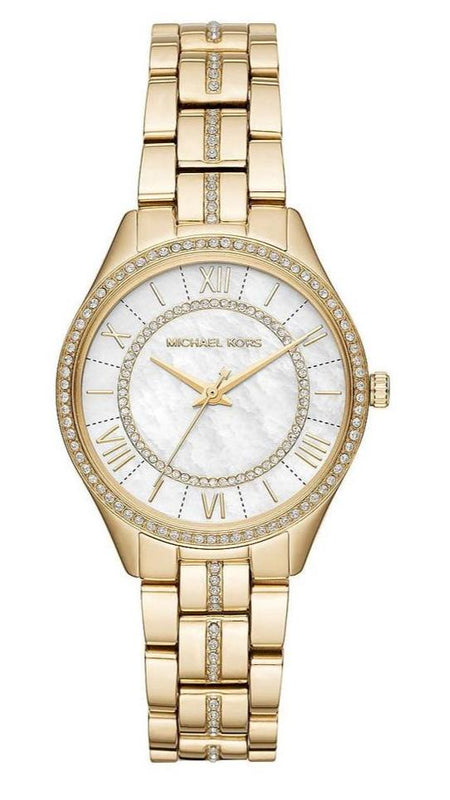 Michael Kors Lauryn Mother of Pearl White Dial Gold Steel Strap Watch for Women - MK3899 Buy Now By Michael Kors