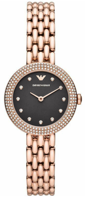 Emporio Armani Rosa Quartz Mother of Pearl Black Dial Rose Gold Steel Strap Watch For Women - AR11372 Buy Now By Emporio Armani