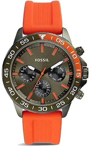 Fossil Bannon Chronograph Grey Dial Orange Silicone Strap Watch for Men - BQ2500 Buy Now By Fossil