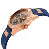 Guess Frontier DIamonds Gold Dial Blue Rubber Strap Watch For Women - W1160L3 Buy Now By Guess