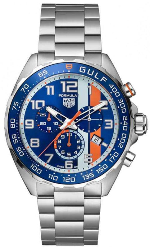 Tag Heuer Formula 1 Gulf Edition Chronograph Blue Dial Silver Steel Strap Watch for Men - CAZ101AT.BA0842 Buy Now By Tag Heuer