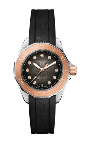 Tag Heuer Aquaracer Professional 200 Automatic Diamonds Black Dial Black Rubber Strap Watch for Women - WBP2451.FT6200 Buy Now By Tag Heuer