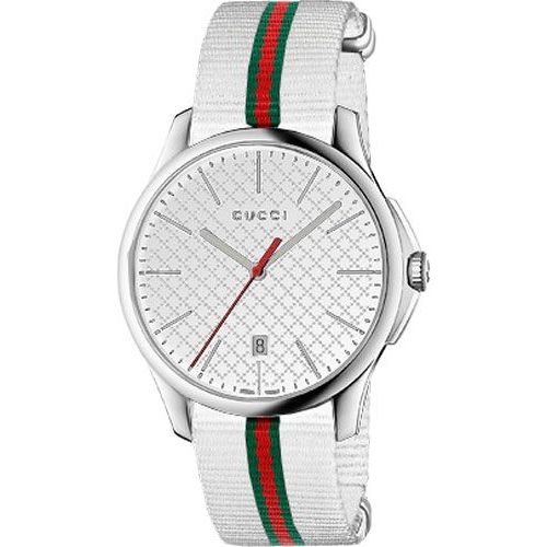 Gucci G Timeless Quartz White DIal White NATO Strap Watch For Men - YA126322 Buy Now By Gucci