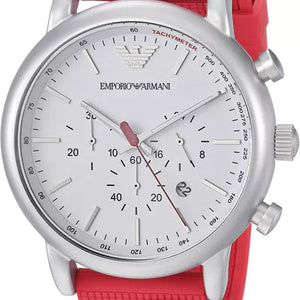 Emporio Armani Luigi Chronograph White Dial Red Rubber Strap Watch For Men - AR11021 Buy Now By Emporio Armani