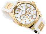Guess Intrepid White Dial Two Tone Silicone Strap Watch For Women - W0325L2 Buy Now By Guess