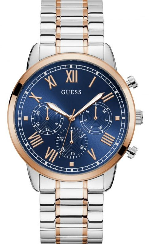 Guess Horizon Chronograph Blue Dial Two Tone Steel Strap Watch For Men - W0379G7 Buy Now By Guess