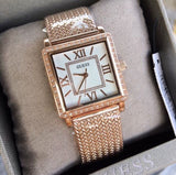 Guess Highline Off White Dial Rose Gold Stainless Steel Mesh Strap Watch For Women - W0826L3 Buy Now By Guess