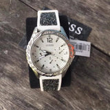 Guess Swirl Quartz Silver Dial White Silicone Strap Watch for Women - W1096L1 Buy Now By Guess