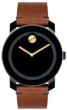 Movado Bold Black Dial Brown Leather Strap Watch For Men - 3600305 Buy Now By Movado