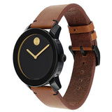 Movado Bold Black Dial Brown Leather Strap Watch For Men - 3600305 Buy Now By Movado
