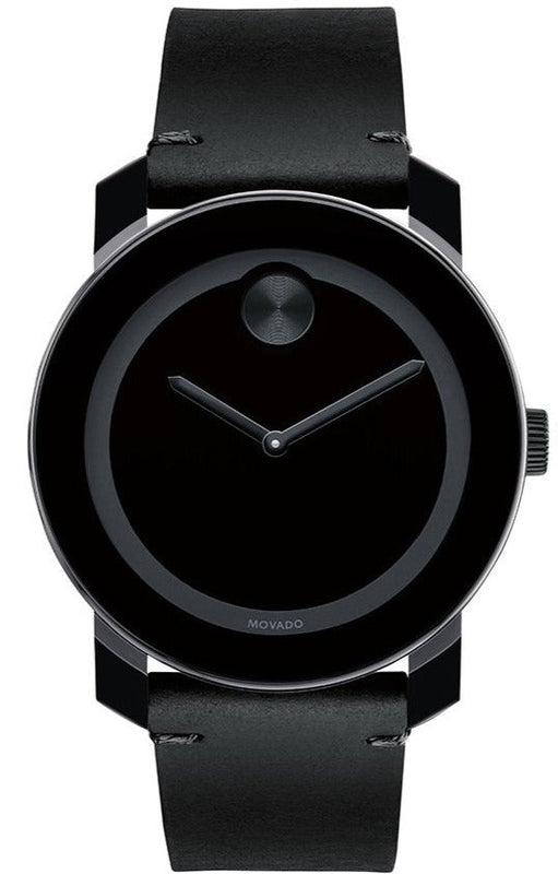 Movado Bold Black Dial Black Leather Strap Watch For Men - 3600306 Buy Now By Movado
