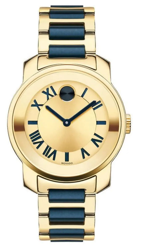Movado Bold Yellow Gold Dial Two Tone Steel Strap Watch for Women - 3600355 Buy Now By Movado