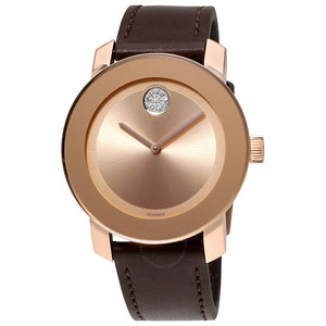 Movado Bold Rose Gold Dial Brown Leather Strap Watch for Men - 3600395 Buy Now By Movado