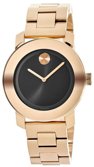 Movado Bold Black Dial Rose Gold Steel Strap Watch for Women - 3600463 Buy Now By Movado