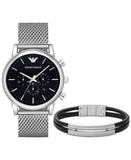 Emporio Armani Luigi Black Dial Silver Mesh Bracelet Watch For Men - AR8032 Buy Now By Emporio Armani