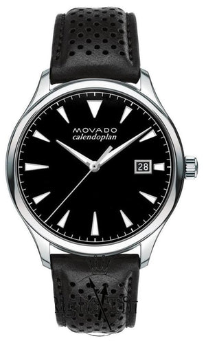 Movado Heritage Calendoplan Black Dial Black Leather Strap Watch for Men - 3650004 Buy Now By Movado