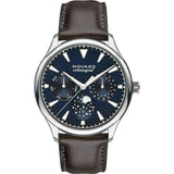 Movado Heritage Moonphase Blue Dial Brown Leather Strap Watch For Women - 3650009 Buy Now By Movado