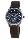 Movado Heritage Moonphase Blue Dial Brown Leather Strap Watch For Women - 3650009 Buy Now By Movado