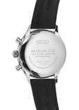 Movado Heritage Calendoplan Chronograph Silver Dial Black Leather Strap Watch for Men - 3650024 Buy Now By Movado