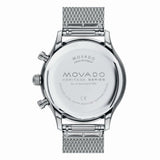 Movado Heritage Calendoplan Chronograph Black Dial Silver Mesh Strap Watch for Men - 3650097 Buy Now By Movado