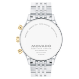 Movado Heritage Calendoplan Chronograph Black Dial Silver Steel Strap Watch for Men - 3650014 Buy Now By Movado