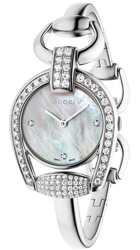 Gucci Horsebit Collection Diamonds Mother of Pearl Dial Silver Steel Strap Watch For Women - YA139505 Buy Now By Gucci