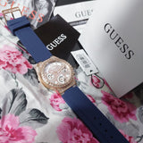 Guess Moonlight Diamonds White Dial Blue Rubber Strap Watch for Women - GW0257L3 Buy Now By Guess