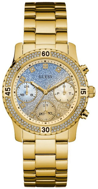 Guess Confetti Diamonds Gold Dial Gold Steel Strap Watch for Women - W0774L2 Buy Now By Guess