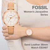 Fossil Jacqueline White Dial Brown Leather Strap Watch for Women - ES3487 Buy Now By Fossil