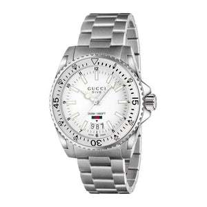 Gucci Dive Quartz White Dial Silver Steel Strap Watch for Men - YA136302 Buy Now By Gucci