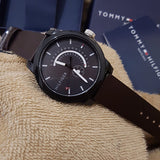 Tommy Hilfiger Denim Black Dial Brown Leather Strap Watch for Men - 1791478 Buy Now By Tommy Hilfiger