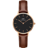 Daniel Wellington Classic Petite St Mawes Black Dial Brown Leather Strap Watch For Women - DW00100225 Buy Now By Daniel Wellington