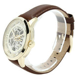 Fossil Townsman Automatic Skeleton Gold Dial Brown Leather Strap Watch for Men - ME3043 Buy Now By Fossil