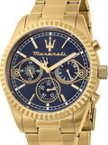 Maserati Competizione Chronograph Blue Dial Gold Steel Strap Watch For Men - R8853100026 Buy Now By Maserati