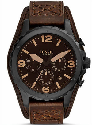 Fossil Nate Chronograph Brown Dial Brown Leather Strap Watch for Men - JR1511 Buy Now By Fossil