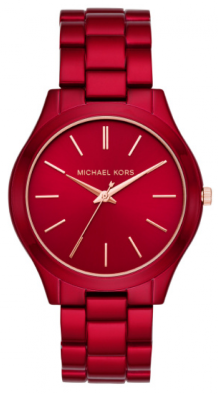 Michael Kors Slim Runway Red Dial Red Steel Strap Watch For Women - MK3895 Buy Now By Michael Kors