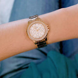Guess Crown Jewel Multifunction Diamonds White Dial Rose Gold Steel Strap Watch For Women - GW0410L3 Buy Now By Guess