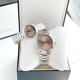 Gucci G Timeless Quartz Brown Dial Silver Steel Strap Watch for Men - YA126317 Buy Now By Gucci