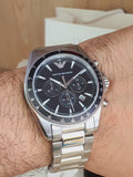 Emporio Armani Sigma Chronograph Black Dial Silver Steel Strap Watch For Men - AR6098 Buy Now By Emporio Armani
