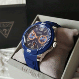 Guess Trade Blue Dial Blue Silicone Strap Watch for Men - W0967G2 Buy Now By Guess