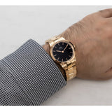 Daniel Wellington Iconic Link Black Dial Rose Gold Steel Strap Watch for Women - DW00100210