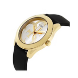 Guess G Twist Gold Dial Black Leather Strap Watch for Women - W0911L3 Buy Now By Guess