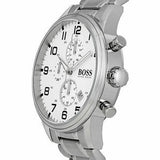 Hugo Boss Aeroliner Chronograph White Dial Silver Steel Strap Watch For Men - 1512445 Buy Now By Hugo Boss
