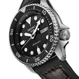 Seiko 5 Sports SKX Automatic Black Dial Black Leather Strap Watch for Men - SRPD55K2 Buy Now By Seiko