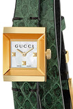 Gucci G Frame Double Mother of Pearl Dial Green Leather Strap Watch For Women - YA128525 Buy Now By Gucci