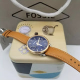 Fossil Tailor Date-Day Quartz Blue Dial Brown Leather Strap Watch for Women - ES4257 Buy Now By Fossil
